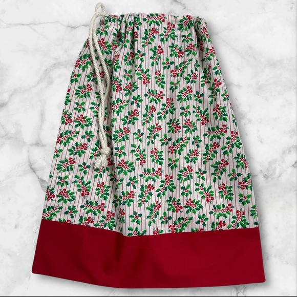 Christmas Hollies Handmade Bread Bag, Organic Linen Sourdough Bread Bag, Bakers - Picture 5 of 5